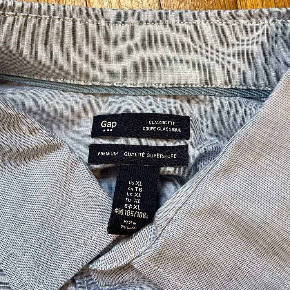 Gap Men’s All Day Poplin Button Down Shirt Size XL Classic Fit Blue Long Sleeve - Picture 5 of 11